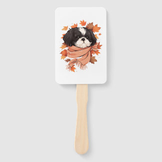 Shih Tzu Fall Dog Autumn Leaves Thanksgiving Copy  Hand Fan