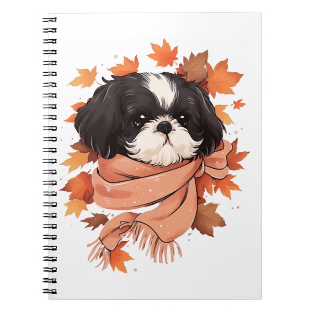 Shih Tzu Fall Dog Autumn Leaves Thanksgiving Copy  Notebook (Front)