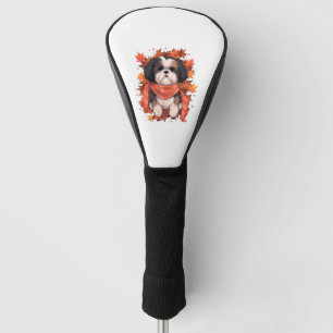 Shih Tzu Fall Dog Autumn Leaves Thanksgiving Golf Head Cover