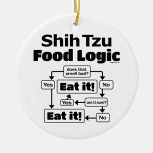 Shih Tzu Food Logic Ceramic Tree Decoration