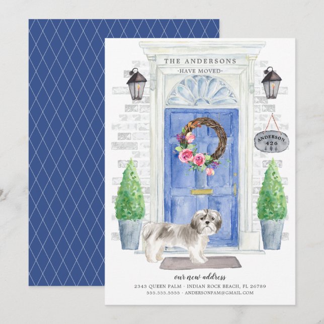 Shih tzu Front Door Moving Announcement (Front/Back)