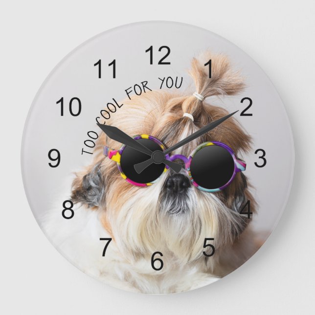 Shih Tzu fun cute dog lovers Custom Photo text Large Clock (Front)