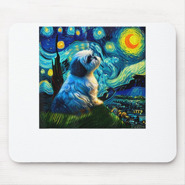 Shih Tzu Funny , Dog, Van Gogh,  Mouse Mat (Front)