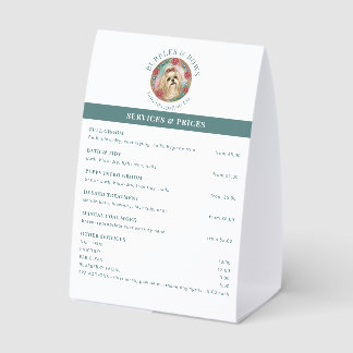 Shih Tzu Grooming Salon Price List Tent Card