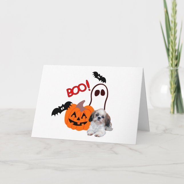 Shih Tzu Halloween Greeting Card (Front)