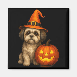 Shih Tzu Halloween Pumpkin Dog Costume Family Matc Magnet