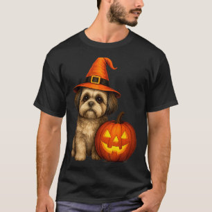 Shih Tzu Halloween Pumpkin Dog Costume Family Matc T-Shirt