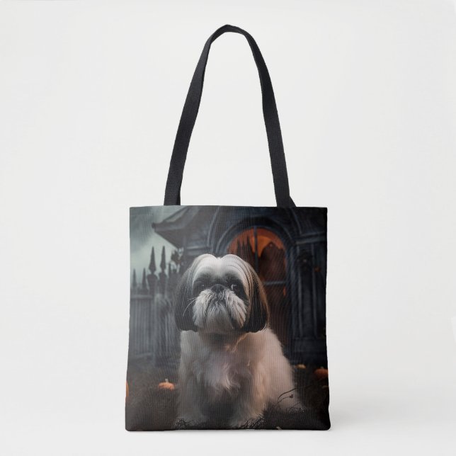 Shih Tzu Halloween Scary Tote Bag (Front)