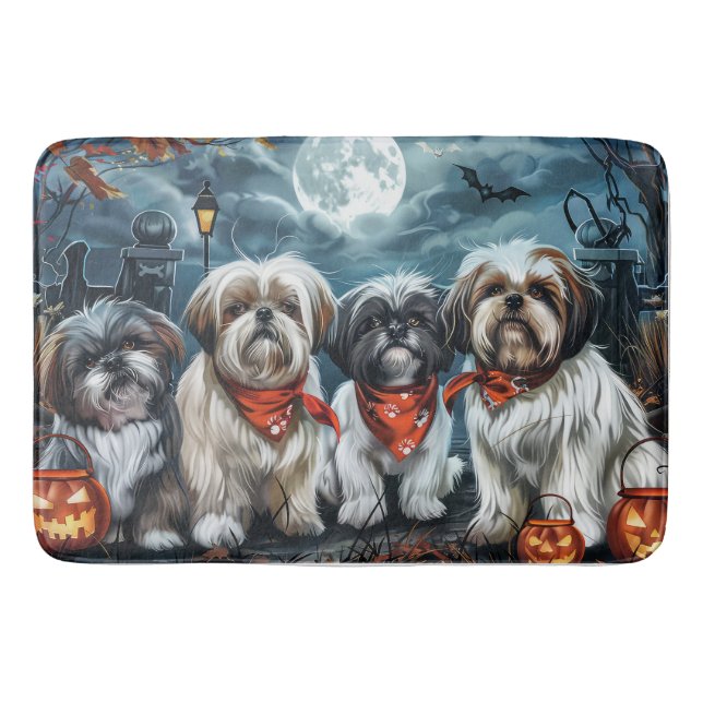 Shih Tzu Halloween Spooky Bath Mat (Front)