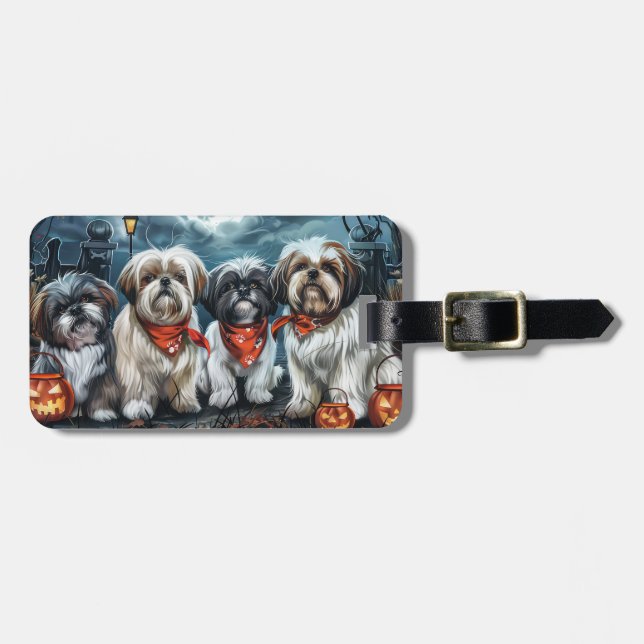 Shih Tzu Halloween Spooky Luggage Tag (Front Horizontal)