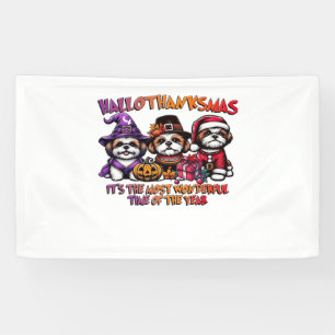 Shih Tzu Halloween Thanksgiving Christmas Classic  Banner