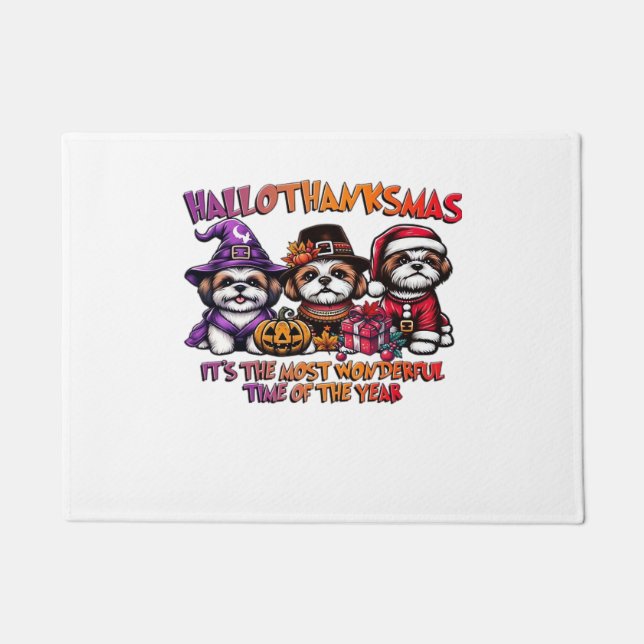 Shih Tzu Halloween Thanksgiving Christmas Classic  Doormat (Front)