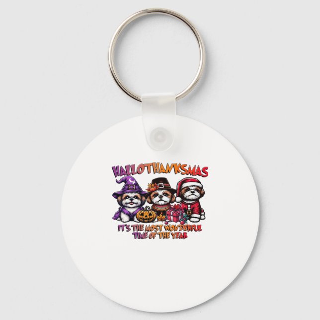 Shih Tzu Halloween Thanksgiving Christmas Classic  Key Ring (Front)