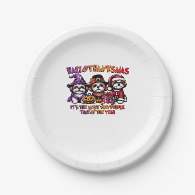 Shih Tzu Halloween Thanksgiving Christmas Classic  Paper Plate (Front)