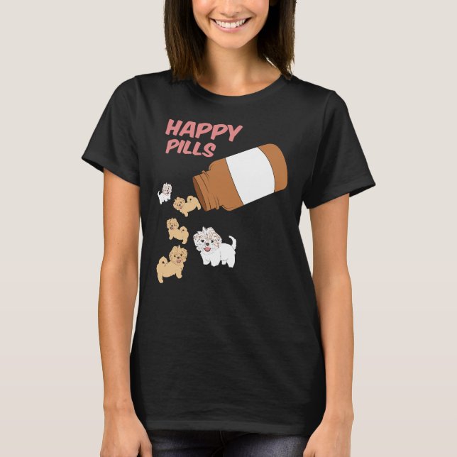 Shih Tzu Happy Pills  Shih Tzu Dog T-Shirt (Front)