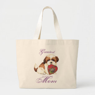 Shih Tzu Heart Mum Large Tote Bag