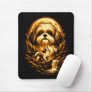 Shih Tzu Howling to The Moon Funny Dog Mouse Mat