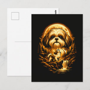 Shih Tzu Howling to The Moon Funny Dog Postcard
