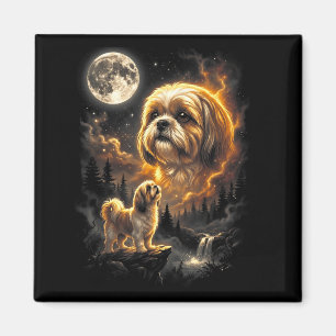 Shih Tzu Howling to The Moon Retro Vintage 90s Magnet