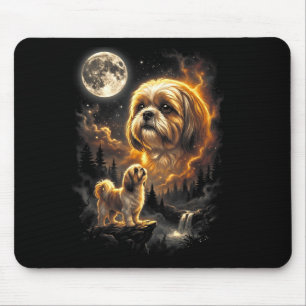 Shih Tzu Howling to The Moon Retro Vintage 90s Mouse Mat