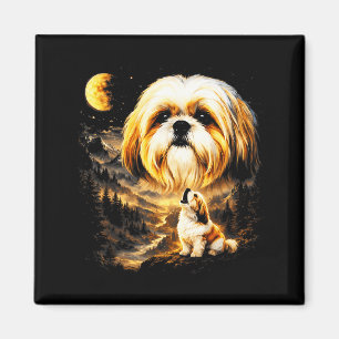 Shih tzu howling to the moon vintage 90s funny dog magnet