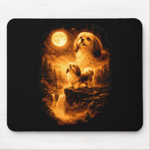 Shih Tzu Howling to The Moon Vintage 90s Funny Dog Mouse Mat