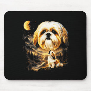 Shih Tzu Howling to The Moon Vintage 90s Funny Dog Mouse Mat