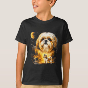 Shih tzu howling to the moon vintage 90s funny dog T-Shirt