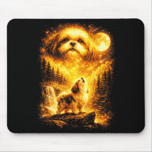Shih Tzu Howling to The Moon Vintage Mystical Dog Mouse Mat