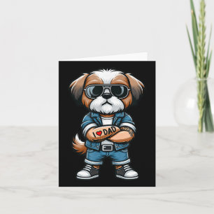 Shih Tzu I Love Dad Funny Dog Tattoo  Card