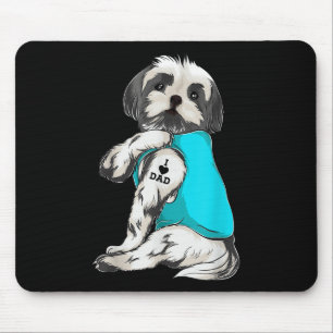 Shih Tzu I Love Dad Tattoo Apparel, Dog Dad Gifts Mouse Mat