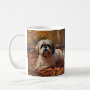 Shih Tzu in Autumn Leaves Fall Inspire Coffee Mug