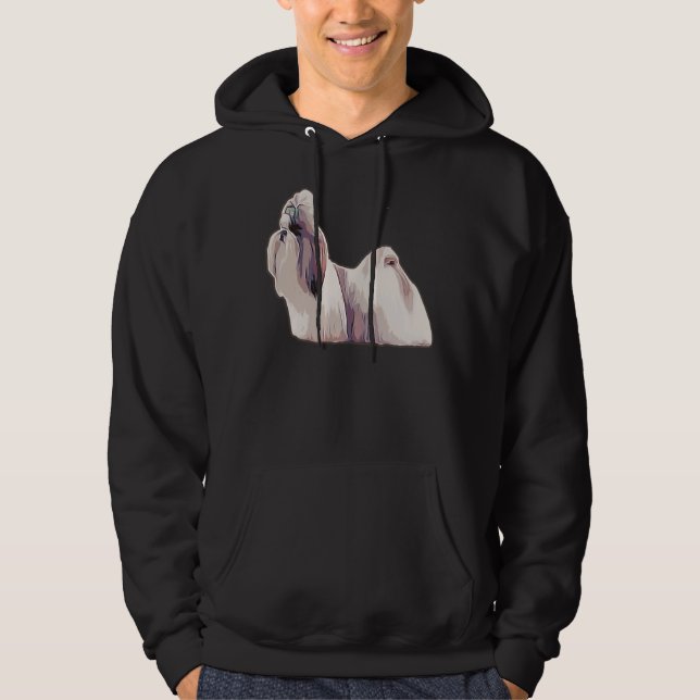 Shih Tzu In Full Coat Colourful Silhouette Lion Do Hoodie (Front)