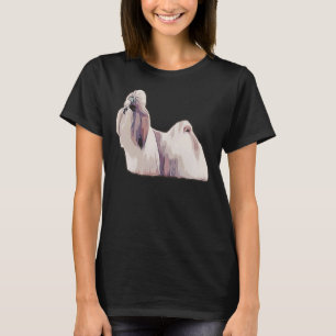 Shih Tzu In Full Coat Colourful Silhouette Lion Do T-Shirt