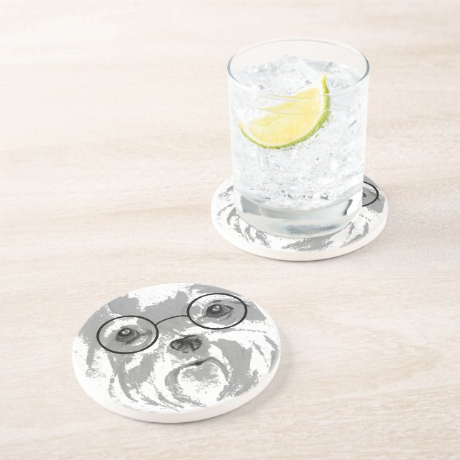 Shih Tzu in Glasses Coaster (Side)