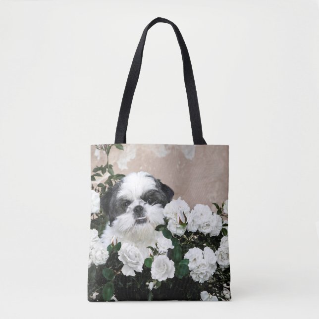 Shih Tzu in roses Tote Bag (Front)