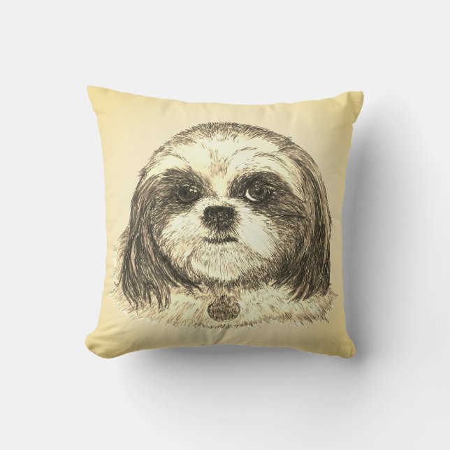Shih Tzu in Sepia Cushion (Front)