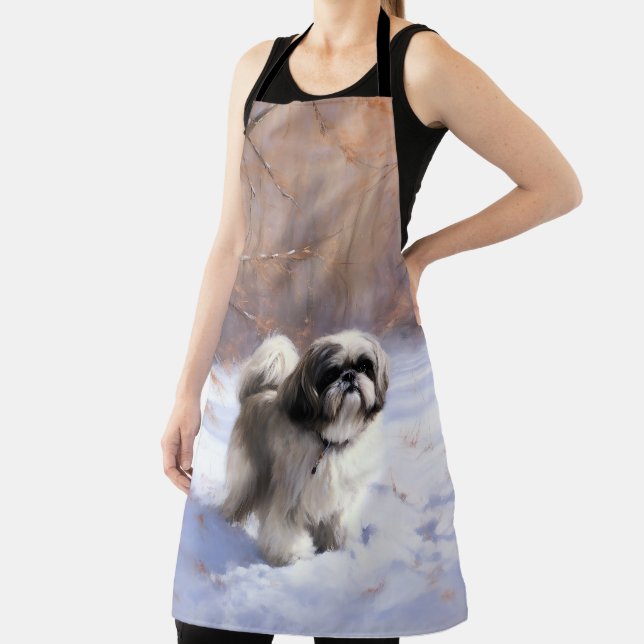 Shih Tzu Let It Snow Christmas  Apron (Insitu)