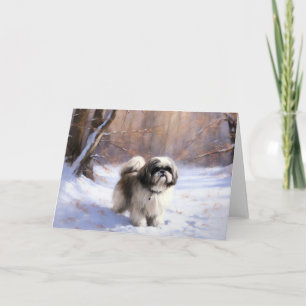 Shih Tzu Let It Snow Christmas  Card