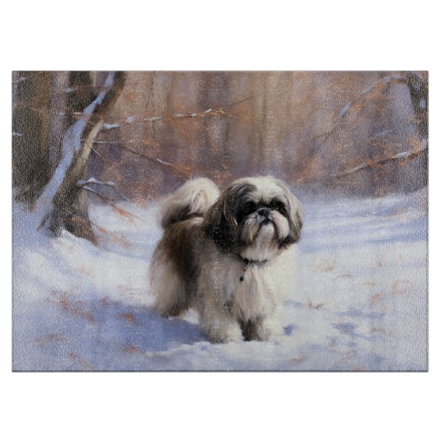Shih Tzu Let It Snow Christmas  Cutting Board (Front)