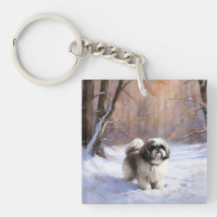 Shih Tzu Let It Snow Christmas  Key Ring