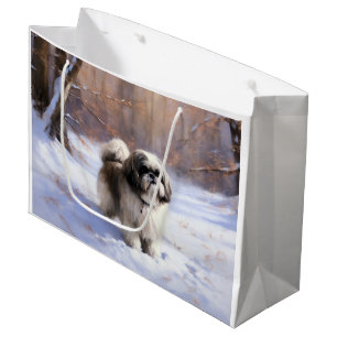 Shih Tzu Let It Snow Christmas Large Gift Bag
