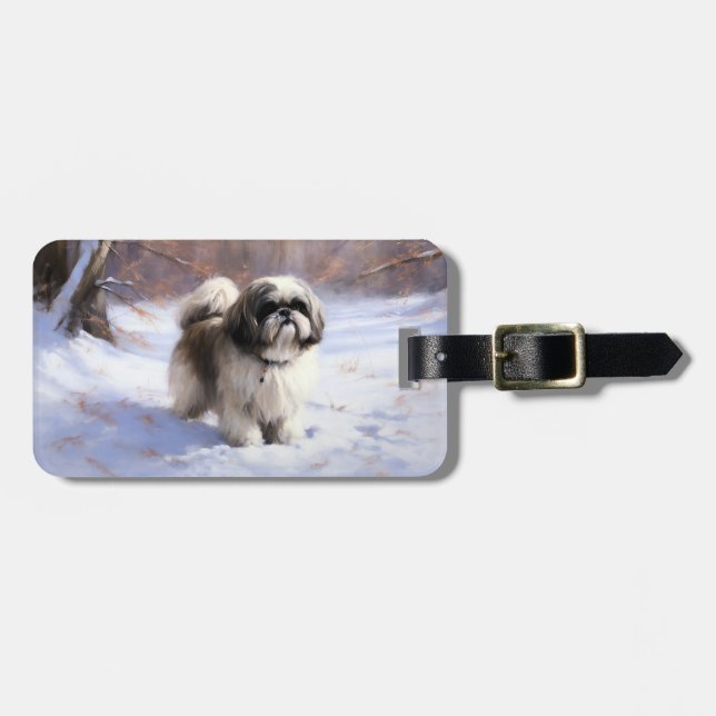 Shih Tzu Let It Snow Christmas  Luggage Tag (Front Horizontal)