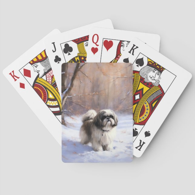 Shih Tzu Let It Snow Christmas  Playing Cards (Back)