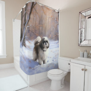 Shih Tzu Let It Snow Christmas Shower Curtain