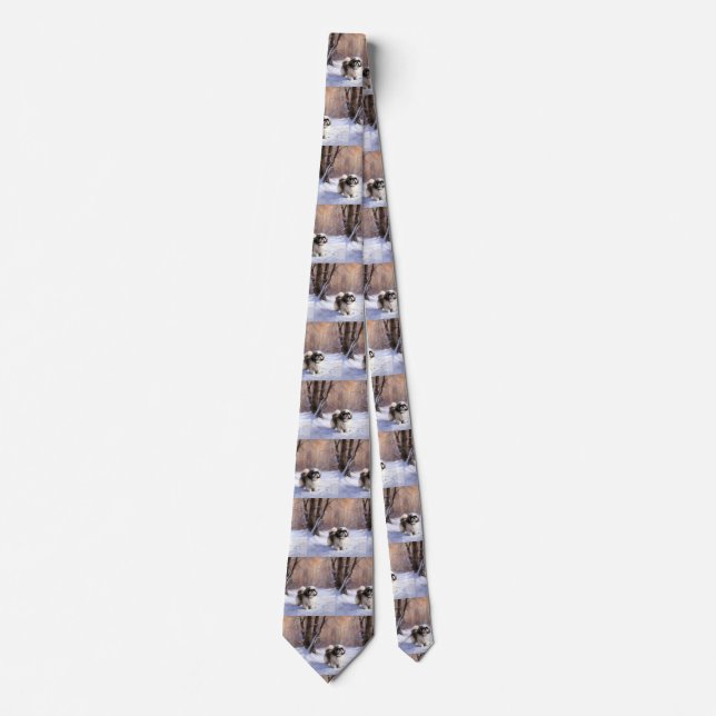Shih Tzu Let It Snow Christmas  Tie (Front)