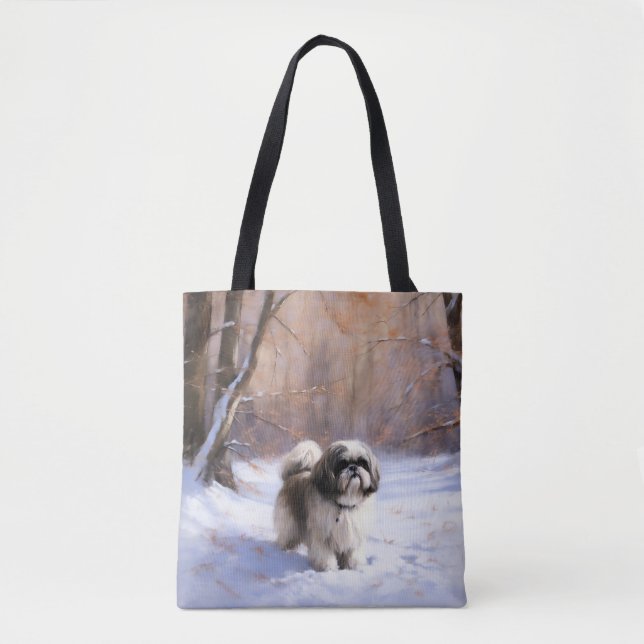 Shih Tzu Let It Snow Christmas  Tote Bag (Front)