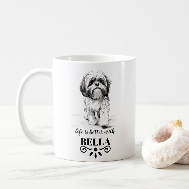 Shih Tzu Life is better with Custom Dog Name Coffee Mug (With Donut)