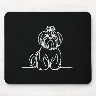 Shih tzu line art dog owner performance mouse mat