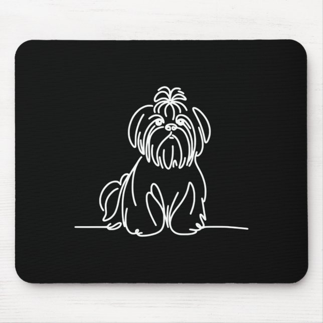 Shih tzu line art dog owner performance  mouse mat (Front)